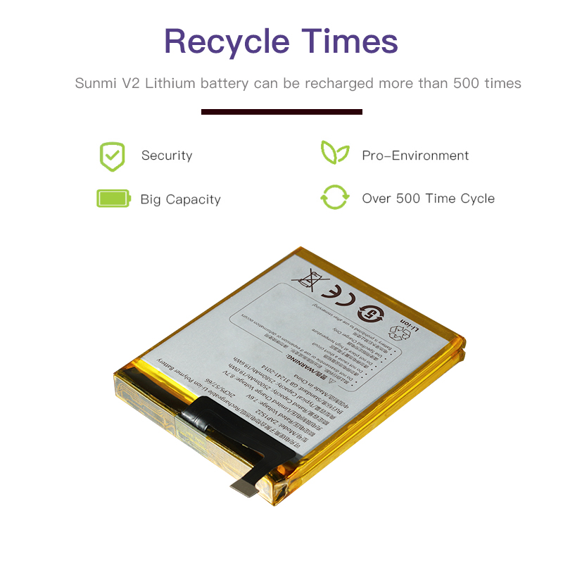 High Capacity Replace 2500mAh Battery for Sunmi V2 ZAP1522 Payment Machine Battery